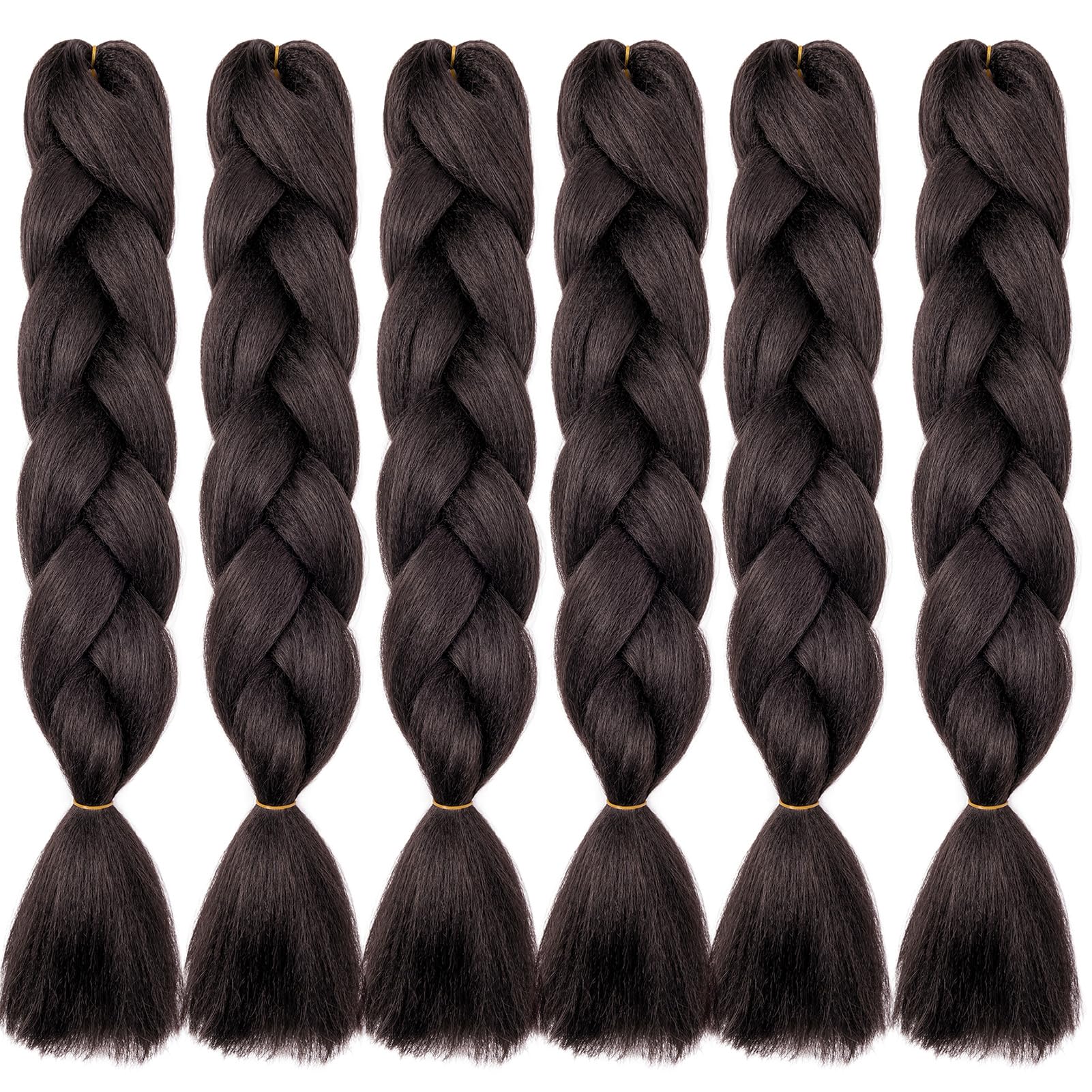 Cybelleza 24" Braiding Hair Extension Jumbo Braids Synthetic 6bundles 600g Crochet Hair Afro Box Braid Heat Resistent, Dark Brown