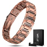 6X Strength Copper Magnetic Bracelet for Men 99.9% Pure Cooper Jewelry | Powerful 5800 Gauss Magnets, Adjustable Solid Copper Bracelet, Real Mens Copper Bracelet with Fold-Over Clasp for Husband