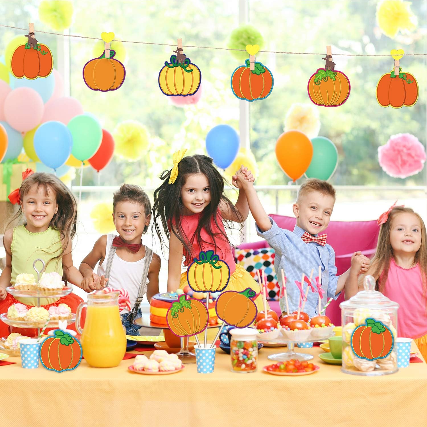 Thanksgiving Pumpkin Cutouts Classroom Decoration Pumpkin Colorful Cutouts with Glue Point Dots for Bulletin Board Classroom School Fall Theme Party, 5.9 x 5.9 Inch : Office Products