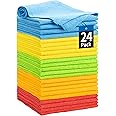 HOMERHYME Microfiber Towels for Cars, 24 Pack Microfiber Cleaning Cloths, 11.5"*11.5" Cleaning Rags Towels Bulk Absorbent Lint-Free, All-Purpose for Detailing, Office, Household Cleaning