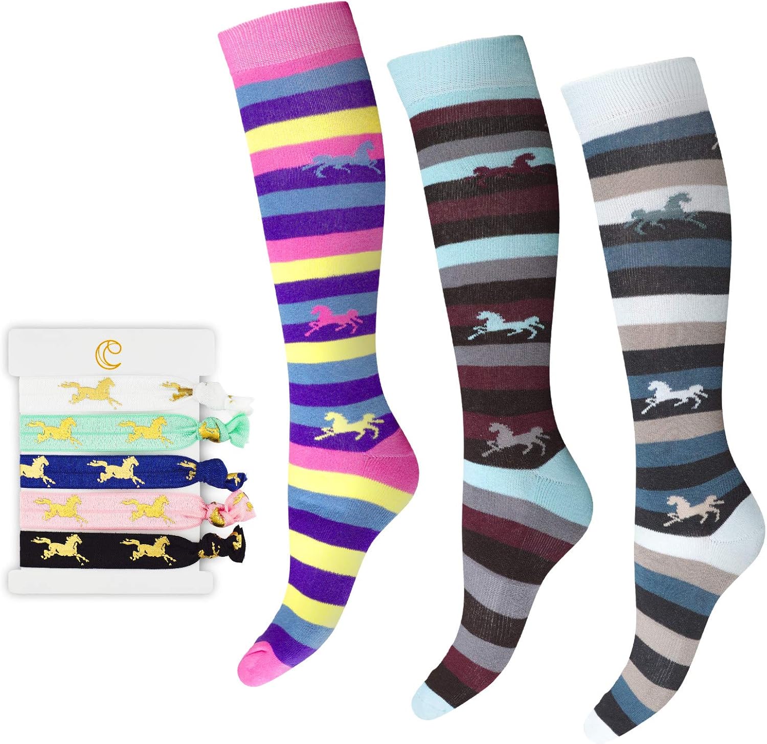 Cantik Horse Gift For Girls, Teenagers, & Horse Lovers. Horse Socks & Horse Hair Ties Knee Cantik Horse Gift For Girls, Teenagers, & Horse Lovers. Horse Socks & Horse Hair Ties Knee