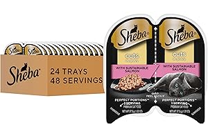 Sheba Perfect Portions Wet Cat Food Cuts in Gravy with Sustainable Salmon, 2.6 oz. Twin-Pack Trays (24 Count, 48 Servings)