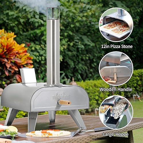 BIG HORN OUTDOORS Pizza Ovens Wood Pellet 12” Pizza Oven Cooking