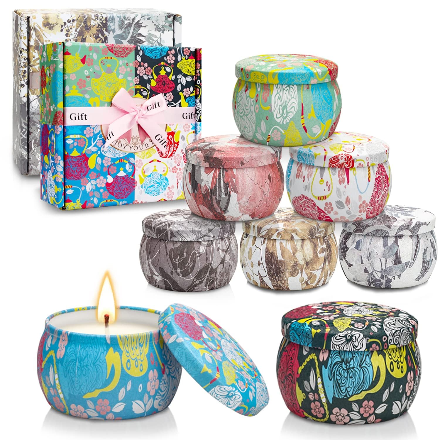 YMing Scented Candles Gift Set for Women, 8 * 4.4 Oz 240H Long Lasting Aromatherapy Natural Soy Wax Candles, 8 Pack Scented Candle for Home, Birthday, Valentine's Day, Anniversary, Mother's Day, Bath