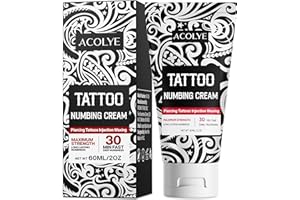 ACOLYE Tattoo Numbing Cream Extra Strength: Fast Deep Numbing In 30 Minutes - Maximum Strength for 2-4 Hours Long-Lasting Numbness Suitable for Tattoos Piercings Micro Needling Microblading Waxing