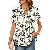 syoss Plus Size Women's Summer Tops 2026 Puff Short Sleeve Dressy Casual ladies Blouses Elbow Length Sleeve