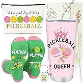 Keluna Pickleball Gifts for Women - 4Pcs Pickle Ball Gifts Set, 20Oz PB Tumbler, Makeup Bag, Socks, Keychain, Funny Pickleball Accessories Presents for Sister Wife Mom Grandma Christmas Mother's Day