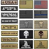 WZT 18-Piece American Flag Patch &amp; Thin Blue Line Military Morale Patch Set | Hook &amp; loop backing for tactical vests,backpacks,bags, caps,jackets and uniforms;sew-on loop panels included