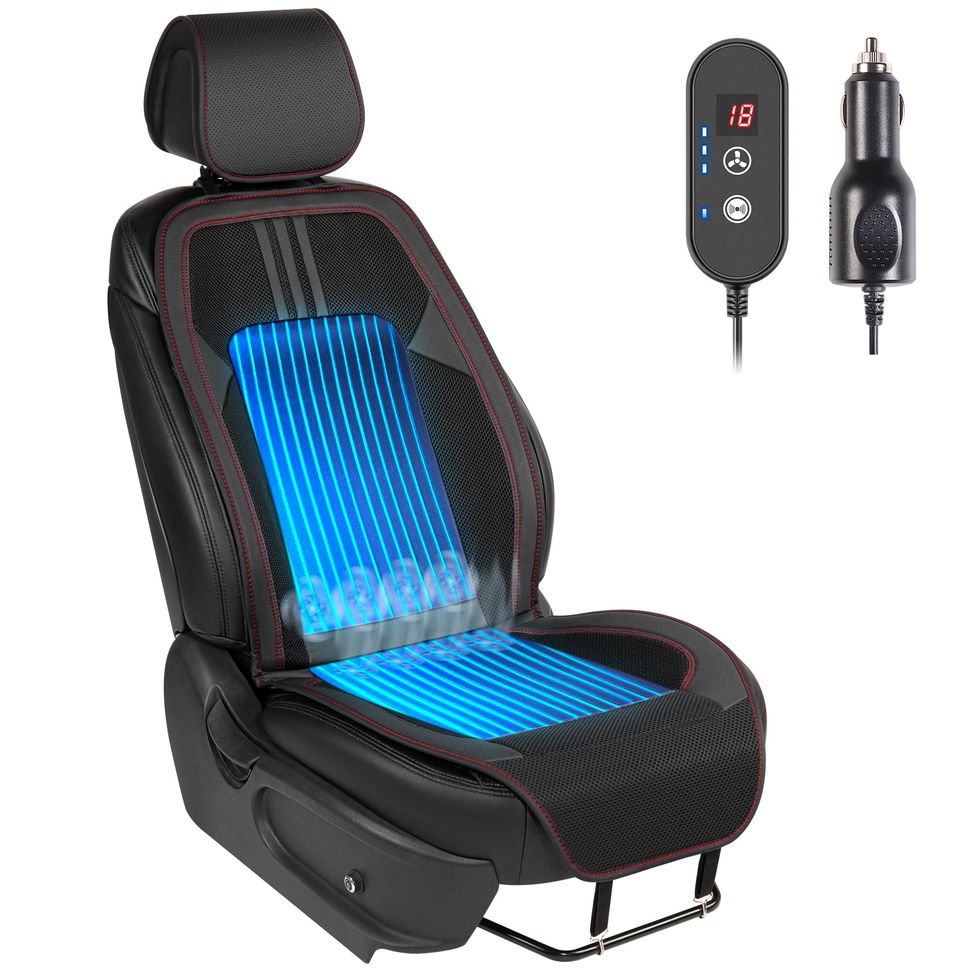 Photo 1 of Paffenery 1Pcs Cooling Car Seat Cover Front Seat, 12V-24V Ventilated Cooling Car Seat Cushion, Cooled Seat Cover for Car SUV Truck Universal Fit, Sports Black