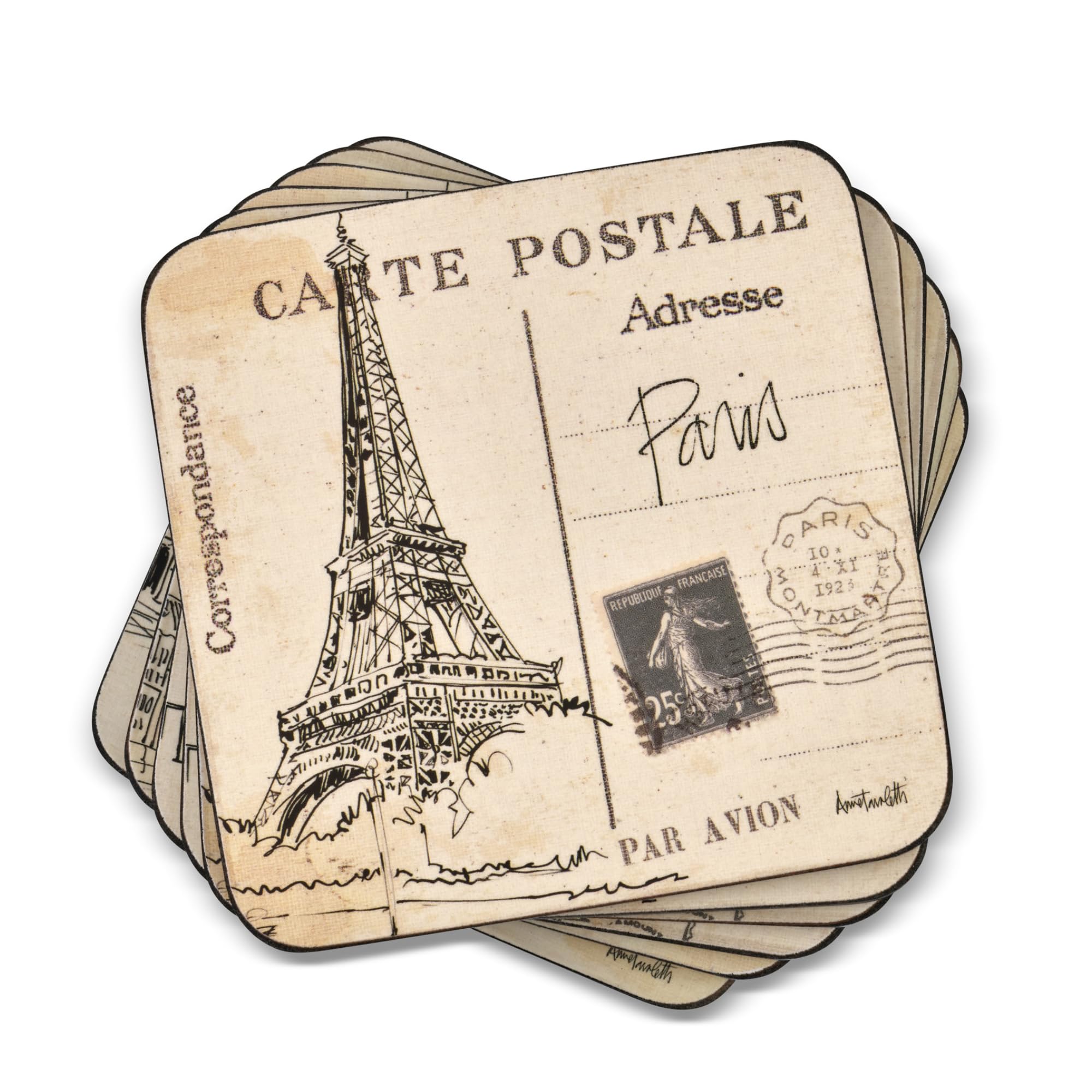 Portmeirion Pimpernel Postcard Sketches Coasters Set of 6