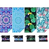 4 Pack Microfiber Thin Lightweight Beach Towel Oversized 71x32 Extra Large Sand Free Towels for Travel Swim Pool Yoga Gym Camping for Adults Women Men Beach Essentials Accessories Vacation Gift