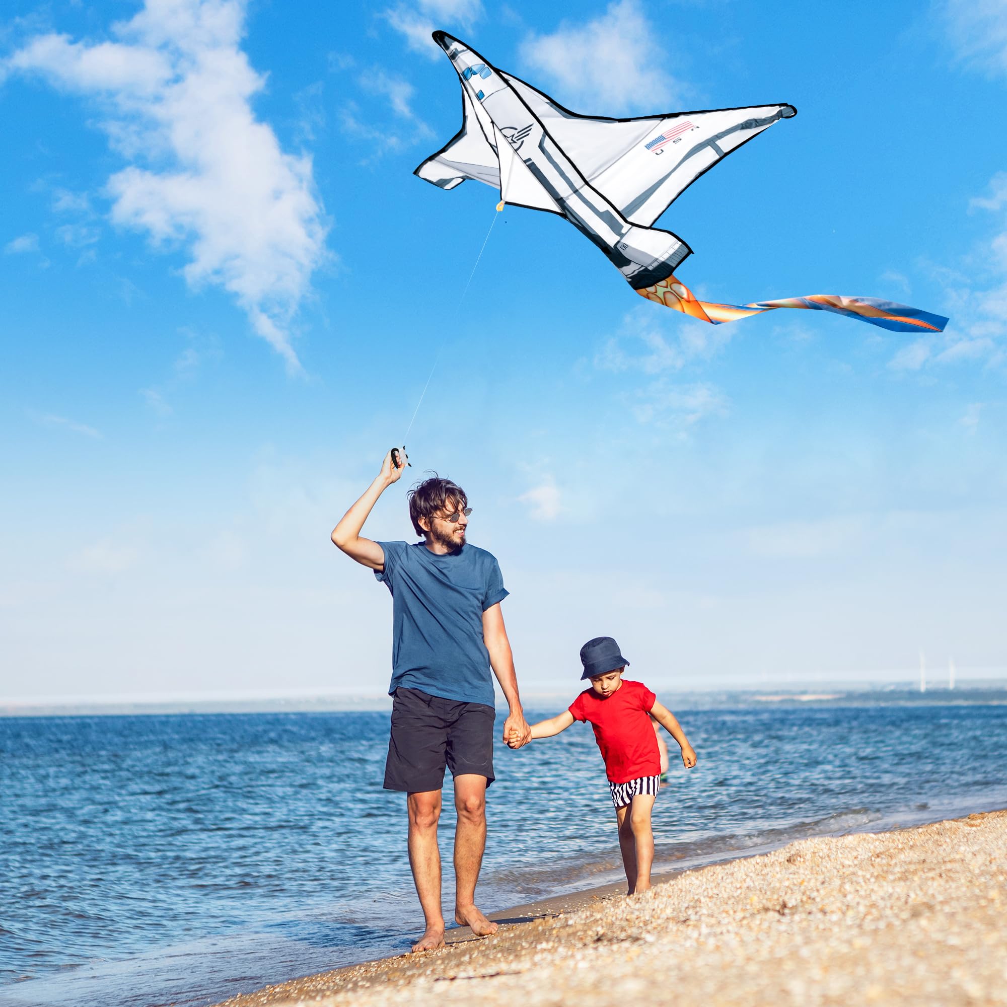 JOYIN Spaceship Kite Easy to Fly for Kids and Adults with 262.5 ft String, Large Beach Kite for Outdoor Games and Activities