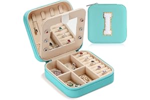 Parima Travel Jewelry Organizer for Women, Travel Jewelry Organizer | Necklace Organizer Earrings Organizer Ring Organizer | Jewelry Travel Organizer | Travel Gifts for Women - Letter I, Blue