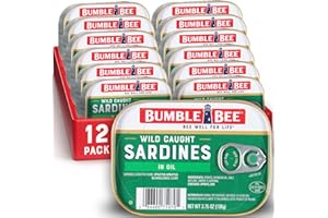 Bumble Bee Sardines in Oil, 3.75 oz Tin (Pack of 12) - Wild Caught, Gluten Free, Keto, Kosher, Clean Ingredients