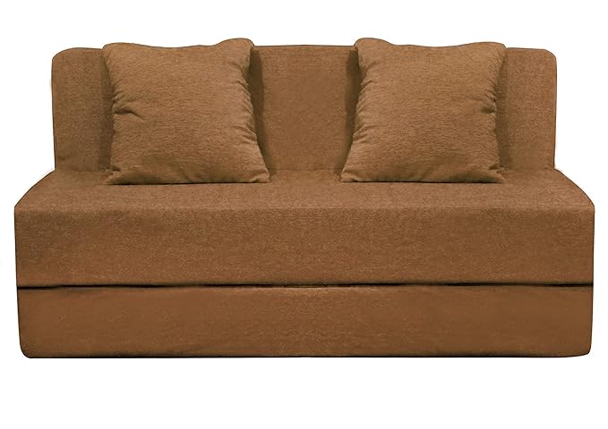 Aart Store Sofa Cum Bed for 2 Person with Washable Cover and Two Pillows (Beige)