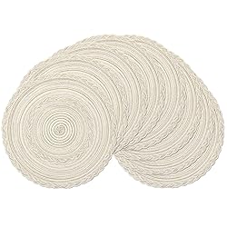 SHACOS 15 inch Round Braided Placemats Set of 12