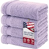 American Veteran Towel, Hand Towels for Bathroom Set of 4, 100% Cotton Turkish Hand Towel Sets, Soft Hand Face Towels, Lilac Hand Towels