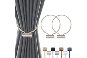 Groleca 2 Pack Magnetic Curtain Tiebacks Curtain Holdbacks Curtain Ties Outdoor Curtain Tiebacks Modern Rope Tiebacks Drapery Holdbacks Tie Backs for Curtains (Beige, 2)