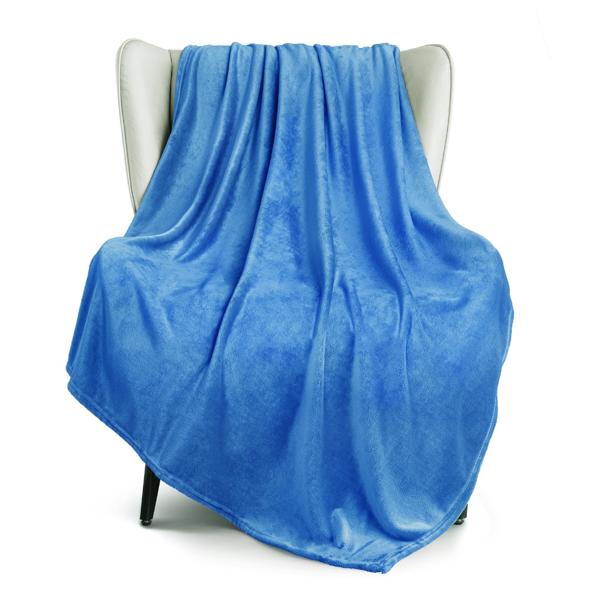 Exclusivo Mezcla Extra Large Fleece Throw Blanket for Couch, Sofa, 300GSM Super Soft and Warm Blankets, Washed Blue Throw All Season Use, Cozy, Plush, Lightweight, 127x178 CM