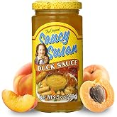 Saucy Susan Peking Duck Sauce 9.5 oz Jar &ndash; Sweet &amp; tangy apricot-peach sauce with spices; ideal for glazing, dipping &amp; marinating; great for egg rolls, chicken, pork &amp; wings.