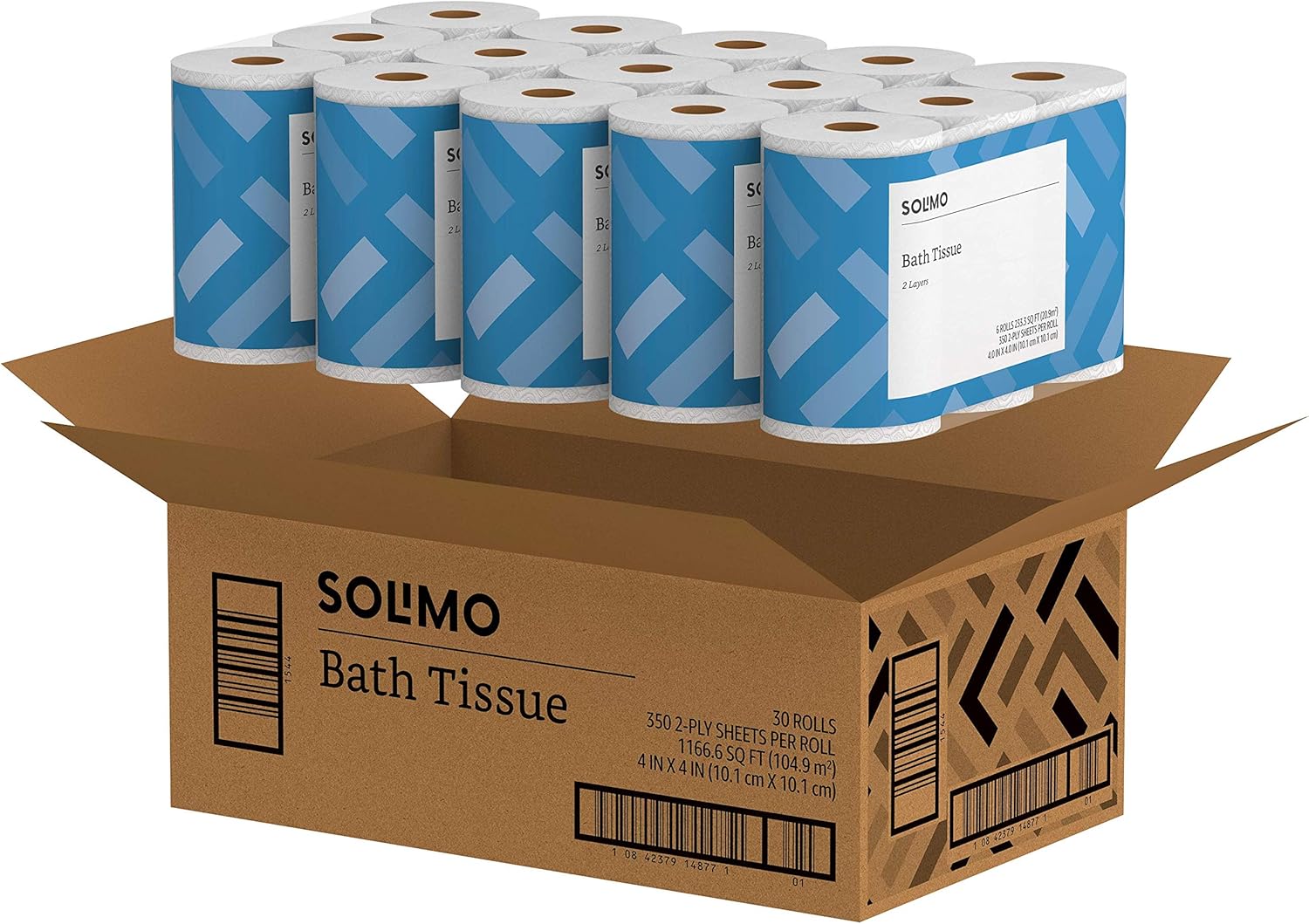  Brand - Solimo 2-Ply Toilet Paper, 350 Sheets per Roll, 30 Count: Health & Personal Care