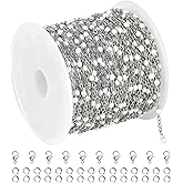 UMAOKANG 10 Meters Stainless Steel Jewelry Chains Bulk White Enamel Bead Necklace Bracelet Chain for Jewelry Making Jewelry Findings