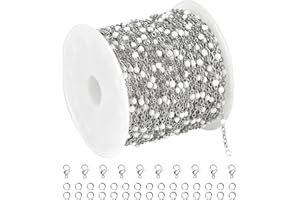 UMAOKANG 10 Meters Stainless Steel Jewelry Chains Bulk White Enamel Bead Necklace Bracelet Chain for Jewelry Making Jewelry Findings