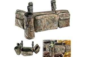 ANPHSIN Large Capacity Tree Stand Hunting Bag with 6 Pouches - Camouflage Tree Stand Accessories Front Storage Pack Bag with Bottle Pouch for Climbing or Ladder Stands Deer Hunting