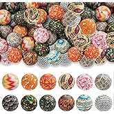 36Pcs Assorted Patterns Print Silicone Beads 15mm Round Silicone Beads Bulk Multicolor Rubber Focal Beads DIY Crafts Loose Spacer Beads for Pens Keychain Bracelet Necklace Lanyard Making