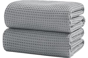 XIQ 40x80 Inch Oversized Bath Sheets Towels for Adults Waffle Weave Microfiber Extra Large Bath Towels for Bathroom (Grey,2PCS)