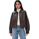 Pixie Market Women's Brown Patch Pocket Faux Leather Jacket