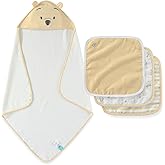 Disney Baby Winnie The Pooh Unisex Hooded Baby-Bath Towel with 3 Washcloths Set for Newborn and Infants