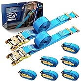 ANLULOAD 2In x 20Ft E-Track Ratchet Straps, Heavy Duty E-Track Straps with Spring E-Fittings, BS:4,400 LBS. 8-Packs