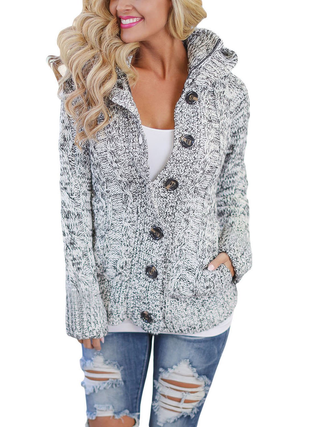 womens hooded cardigan with pockets