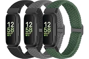 WolliLe Braided Watch Bands Compatible with Fitbit Inspire 3/Inspire 2/Inspire/Inspire HR/Fitbit ace 3/Ace 2, Soft Adjustable Nylon Loop Elastic Strap Sport Replacement Wristbands for Women Men