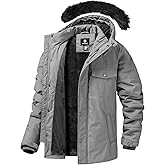 CHEXPEL Mens Winter Coat Puffy Parka Jacket with Fur Hood Waterproof & Windproof Long Winter Fleece Lined Outwear
