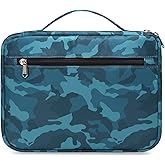 Bible Cover for Boys Kids Scripture Carrying Case with Handle Pockets Childrens Toddler LDS Handbook Holy Book Protector Pouch Teens Church Bag Hope Journaling Storage Organizer Camo Blue