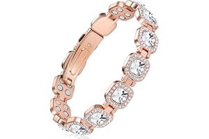 Feraco Pure Copper Bracelets for Women, 4X Ultra Strength Magnetic Bracelet with 3800 Gauss Neodymium Magnets & Dazzling Aust