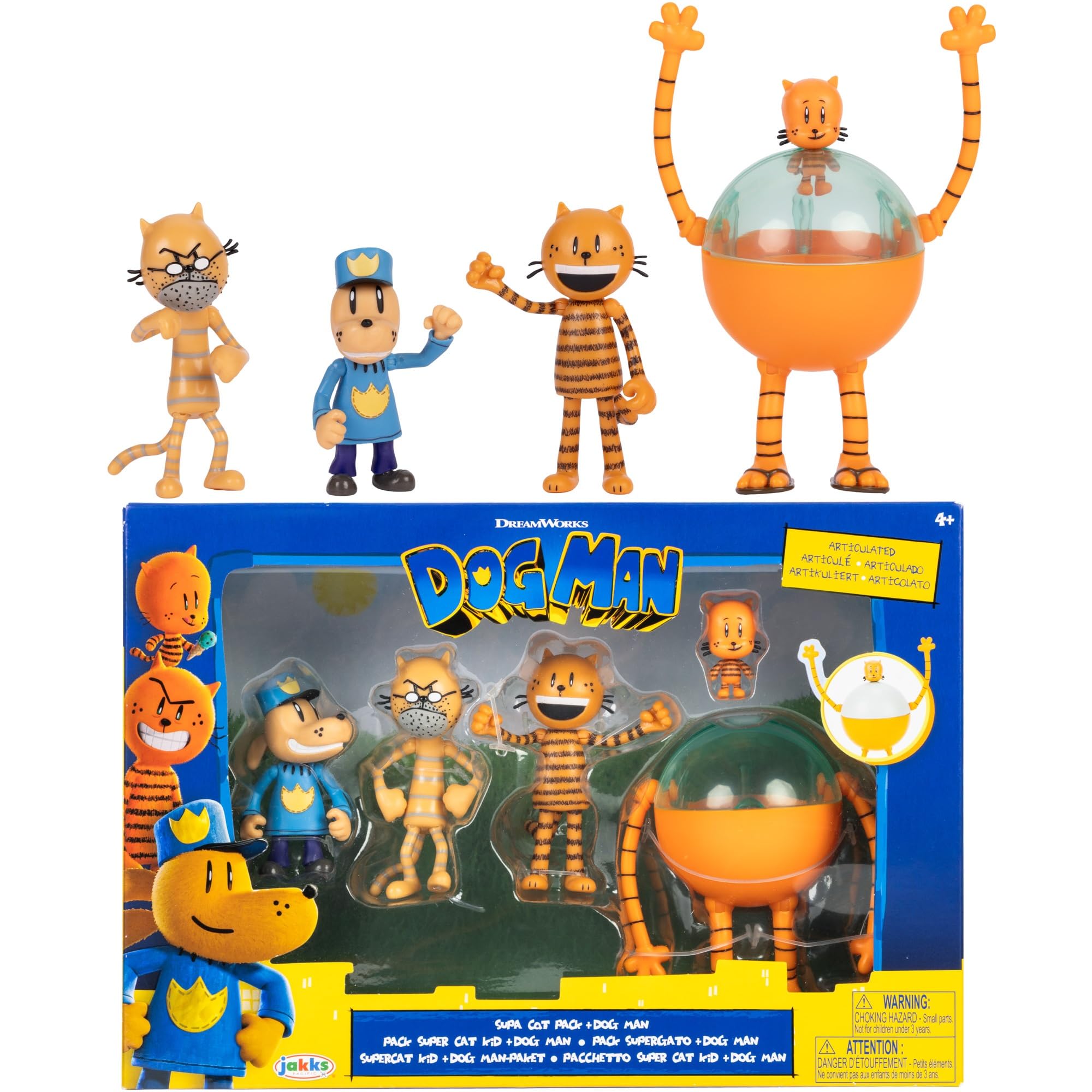 Dog Man Movie Action Figures Multipack Set, Includes 2.5 Inch Scale Figures - Inspired by The Movie Toys from Jakks Pacific's Wave #2, Includes, Lil Petey, Petey, Grandpa, and 80-HD!
