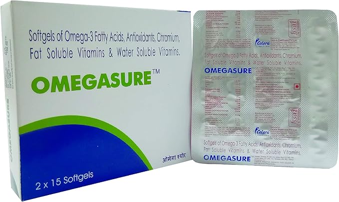 Omega 3 Fatty Acids Softgels - Omegasure- Omega 3 Fish Oil Soft Gel ( 1000 mg with 150 mg EPA and 100 Mg DHA), Multivitamin and Multimineral - 30 Softgels