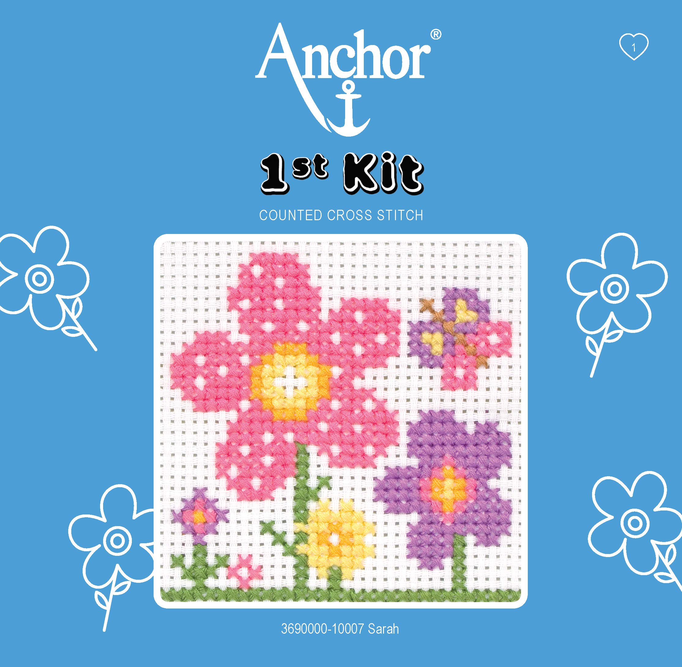 Anchor 1st Cross Stitch Kit, Sarah, 10 x 10cm — image 1