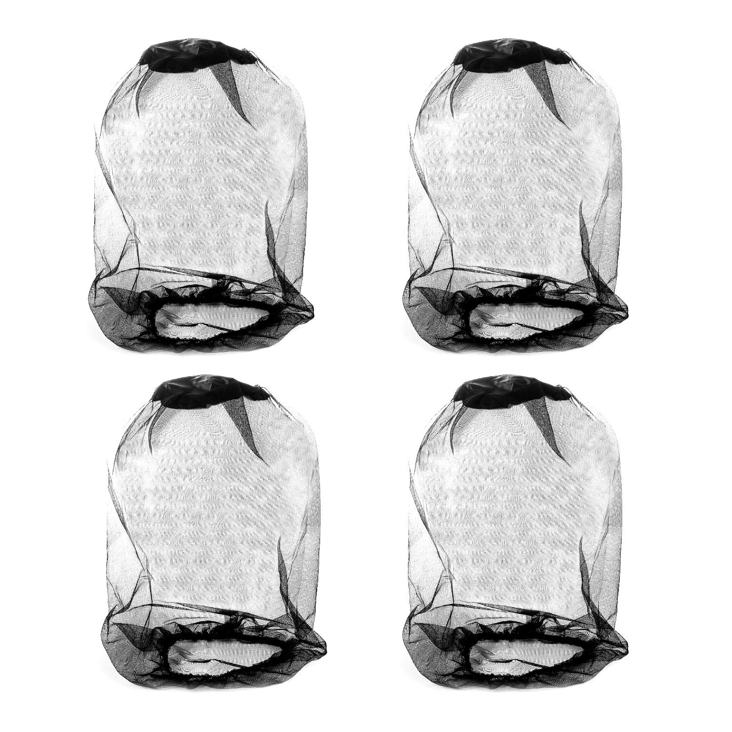 4PCS Midge Head Net, Nylon Mosquito Head Protecting Net, Fine Mesh Insect Netting for Outdoor Hiking Camping Climbing and Walking (Black)