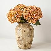 VIBILY Artificial Dried Hydrangea Flowers, Vintage Orange Dried Look, Faux Fall Flowers, Single Stem (Orange, 4pcs)
