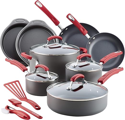 Amazon Com Rachael Ray 87670 15 Piece Hard Anodized Aluminum