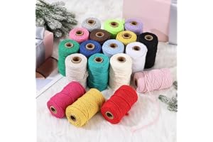 3mm 32 Yards Macrame Cord, Caramel Natural Colored Cotton Rope for DIY Crafts Knitting, Wall Hanging, Plant Hangers, Gift Wra