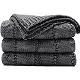 RECYCO Cable Knit Dark Grey Throw Blanket for Couch, Super Soft Warm Cozy Decorative Knitted Throw Blanket 2.3LB for Bed, Sofa, Chair 50"x60"