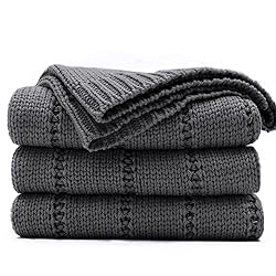 RECYCO Cable Knit Dark Grey Throw Blanket for