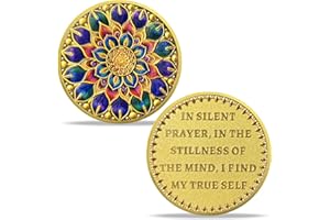 YGLLSSY Mandala Challenge Coin Meditation Mindfulness Inspiring Calming Inspirational Coins Appreciation Gifts for Spiritual Growth and Inner Peace in Silent Prayer