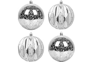 5TH LILY Extra Large Hanging Shatterproof Tree Ball Clear Christmas Ball Ornaments Decorative Mercury Ball with Tree Ornaments Hooks for Xmas Holiday Wedding Decoration