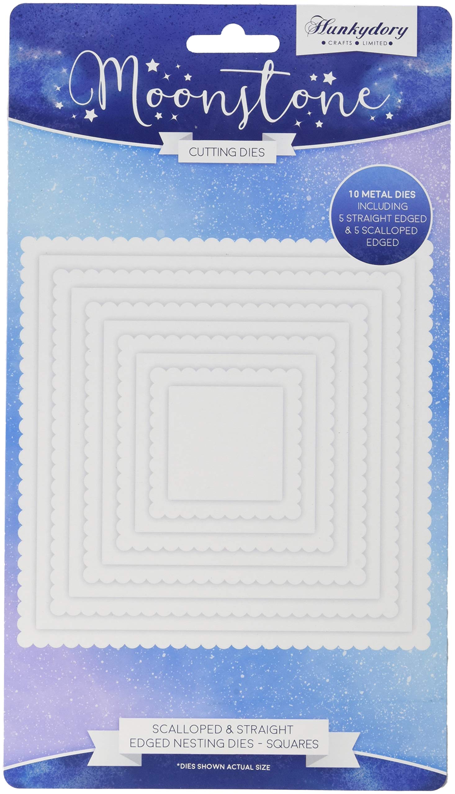 Hunkydory Moonstone Cutting Dies - Scalloped & Straight Edged Nesting Dies - Squares